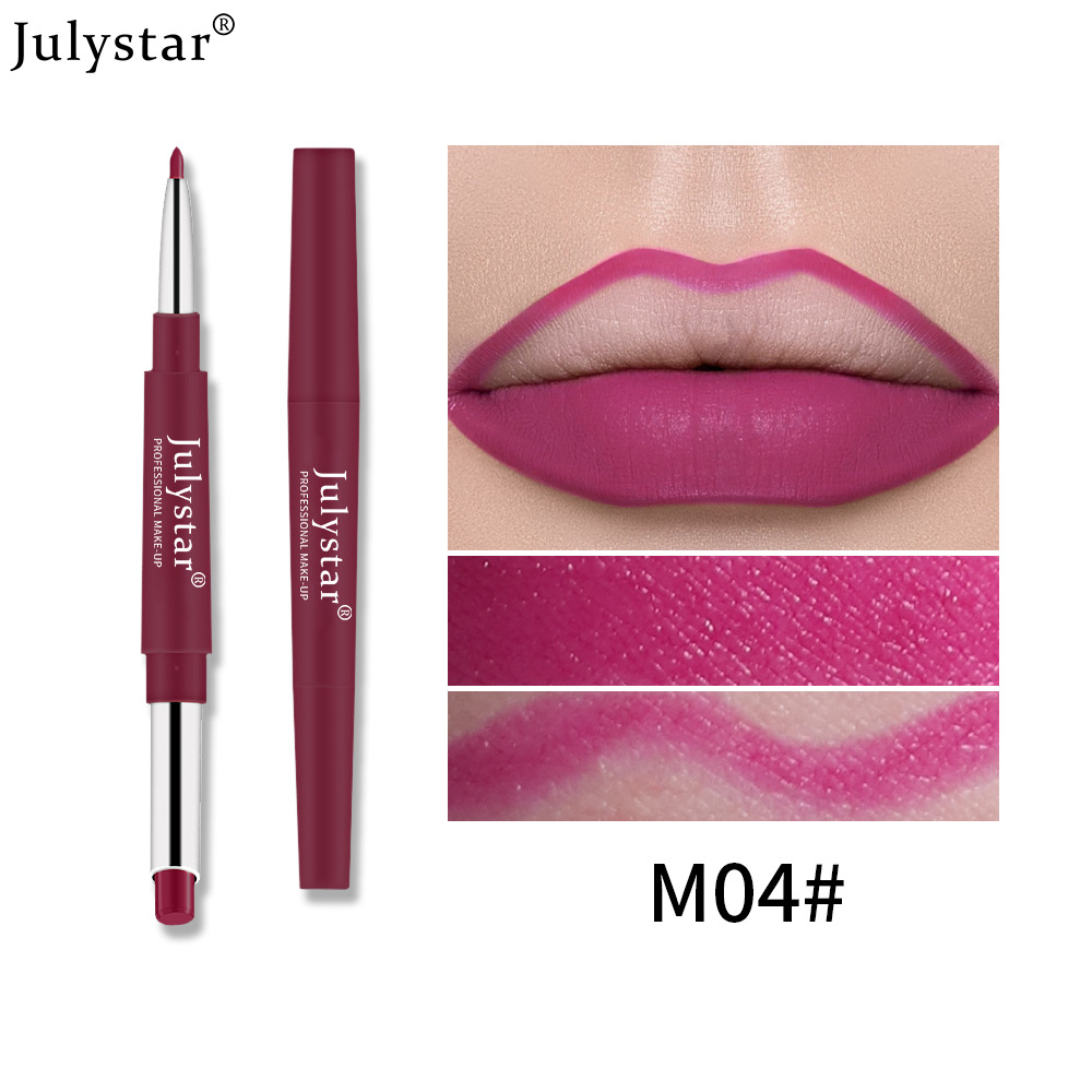 European and American cross-border double-headed red lip liner pens that do not fade or stick to the cup, pink rotating lipstick pens, wholesale of foreign trade cosmetics undefined