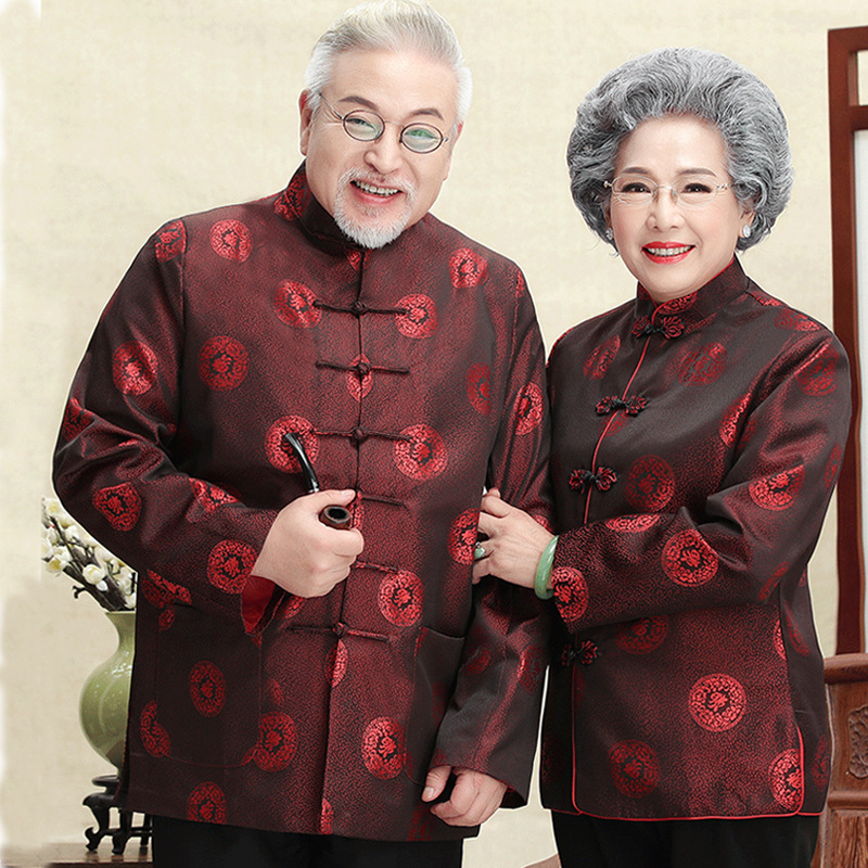 情侣唐装男中老年生日过寿爷爷奶奶秋冬装外套老人衣服爸爸婚礼服