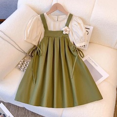 Summer Dress for Girls 2024 New Arrival Children's Two-Piece Set Cute Overalls Dress Set for Summer Little Girls' Dresses