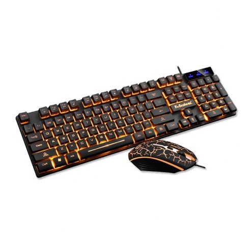 マムシkm 320有線キーマウスセット懸濁u + uオレンジ字透光クラックゲームキーボードマウスセット|undefined