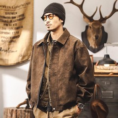 アメリカのレトロな春の皮の服のコートの男性の潮のブランドの硬い漢の機関車の服の2025新型のごろつきのハンサムで緩い飛行のジャケット