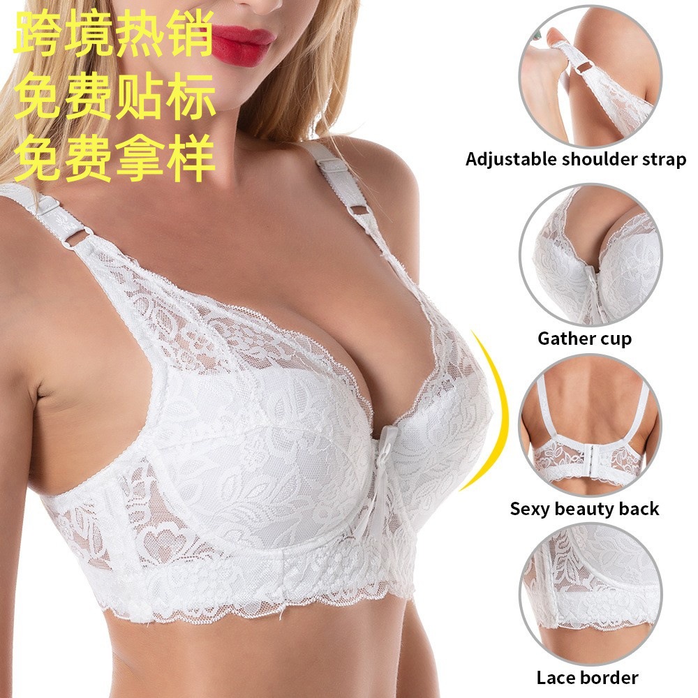 Taza de algodón fino más el tamaño sujetador del ajuste pecho encaje reunidos con anillo acero sexy ropa interior las mujeres AliExpress