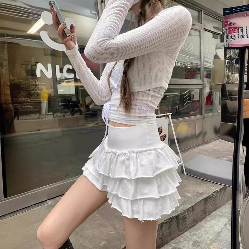 YAY South Korea Dongdaemun Purchasing American Ballet Style Lotus Ruffled Edge Tight Waist Tousled Cake Skirt