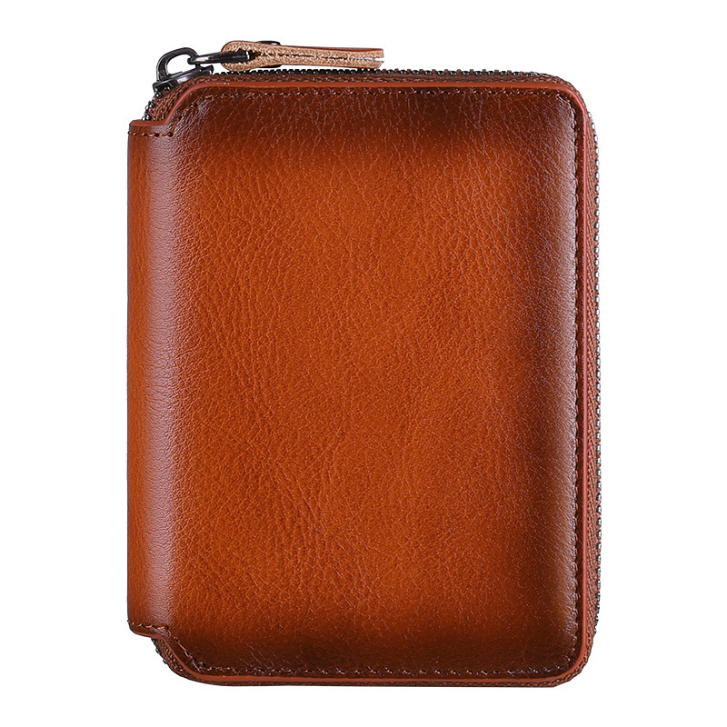 Cartera explosiva de comercio exterior, cuero para hombres, tarjeta de identificación para hombres genuinos, monedero corto, billetera, bolsa de piel de vaca de primera capa