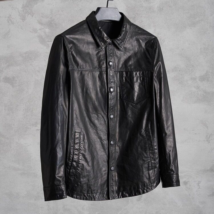 2026 Haining Genuine Leather Shirt Jacket for Men, First-Layer Cowhide, Washed Oil Wax Craftsmanship, Spring and Autumn Turn-Down Collar Coat
