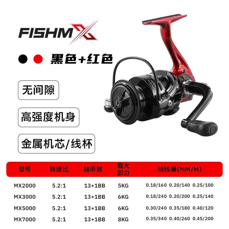 Yongshun serie MX sin hueco línea de pesca rueda de metal rueda de hilado rodada de pesca mar rodada rodada mayorista
