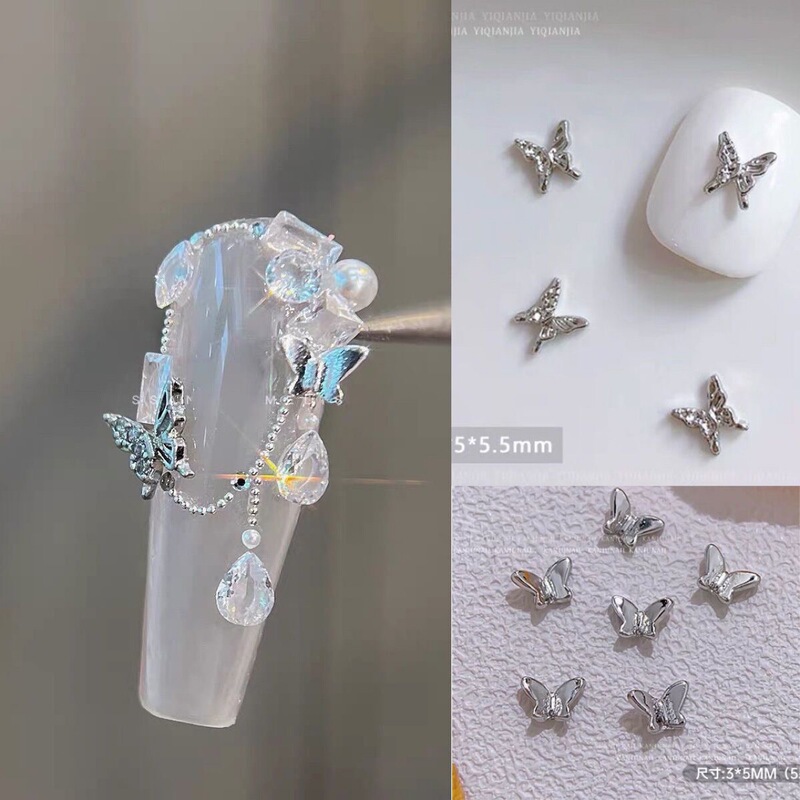 Trendy Silver Small Butterfly Alloy Nail Art Accessories with a Three-Dimensional Light Luxury Texture, Popular Metal Nail Decoration Small Accessory Trendy Silver Small Butterfly Alloy Nail Art Accessories with a Three-Dimensional Light Luxury Texture, Popular Metal Nail Decoration Small Accessory