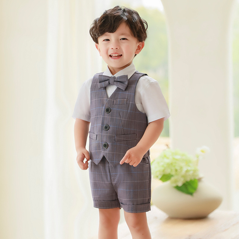 Traje de niño traje-vestido de un año de edad verano niño pequeño traje de bebé cumpleaños traje pequeño para niños boda niña de las flores