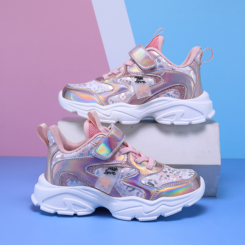 Girls' Shoes 2026 Autumn and Winter New Style Thick-Soled Leather Waterproof Dad Shoes with Velcro Anti-Slip Lightweight Children's Sports Shoes