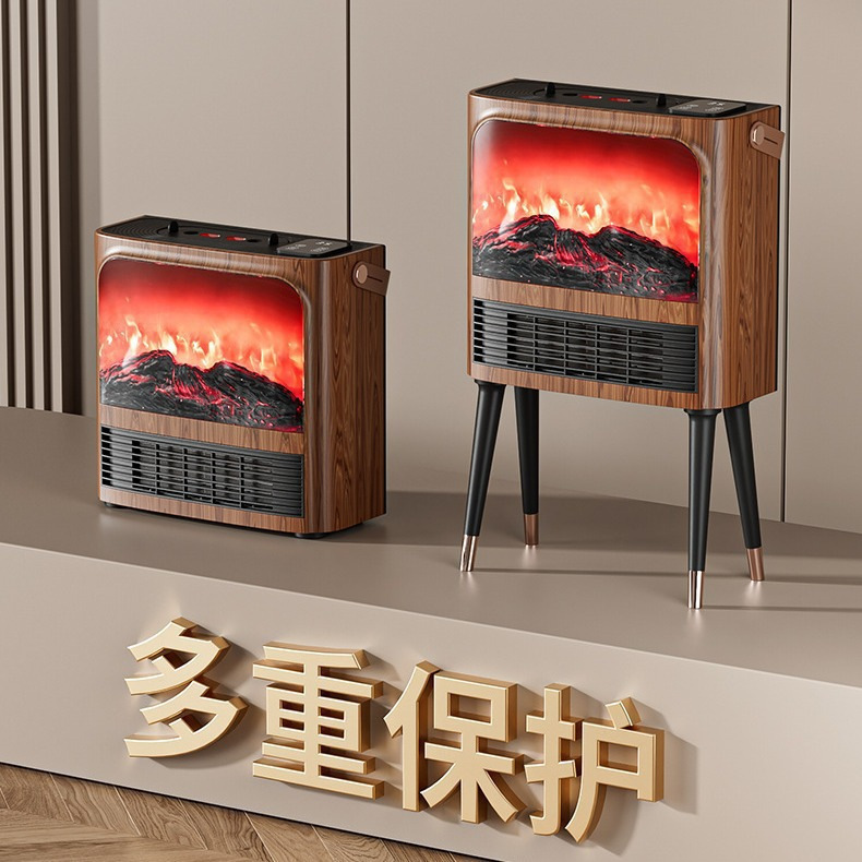 智能语音取暖器仿真火焰3D壁炉暖风机节能省电卧室家用带雾化|undefined