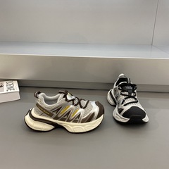 欧洲站真皮厚底老爹鞋女2025秋季新款网面透气百搭休闲运动跑步鞋