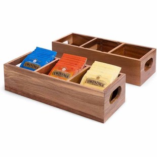 Flip Modern Casual Wooden with Lid 8 Slots Tea Bag Packaging Gift Wooden Box Rectangular Gift Box