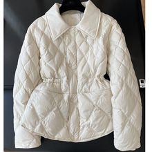 重磅王炸！复古菱格翻领收腰轻薄短款小个子羽绒棉服外套女秋冬季