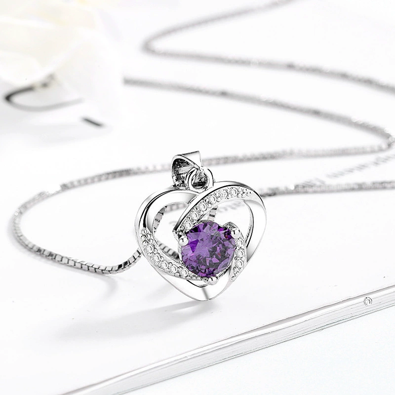 Любовь и красота Синий Кристалл Ожерелье Танабата в форме сердца Любовь Алмазное ожерелье Интернет-знаменитости Кулон Женщина Подруга