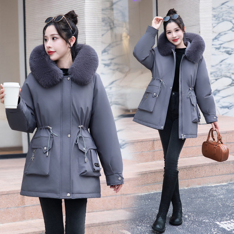 Una ropa de invierno, tres nuevos tipos desmontables de invierno para mujeres, 2024 nuevos tipos de invierno para la cintura y el grosor de la chaqueta de cuello de lana