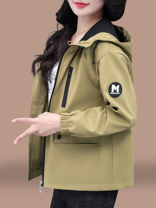 短款风衣外套女款2025春秋新款中年妈妈洋气秋装宽松休闲连帽夹克|undefined