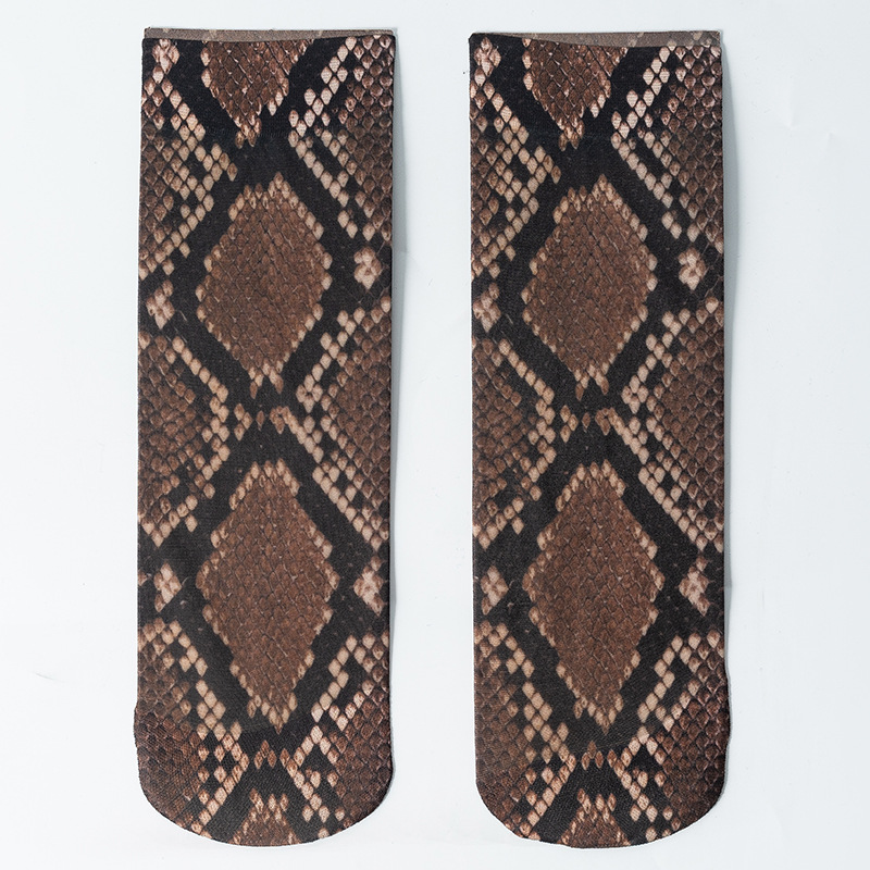 Funny Flower Leopard Nylon Crew Socks display picture 8