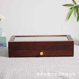 古风实木首饰盒耳钉耳环收纳盒多层抽屉木质防尘复古饰品收纳盒