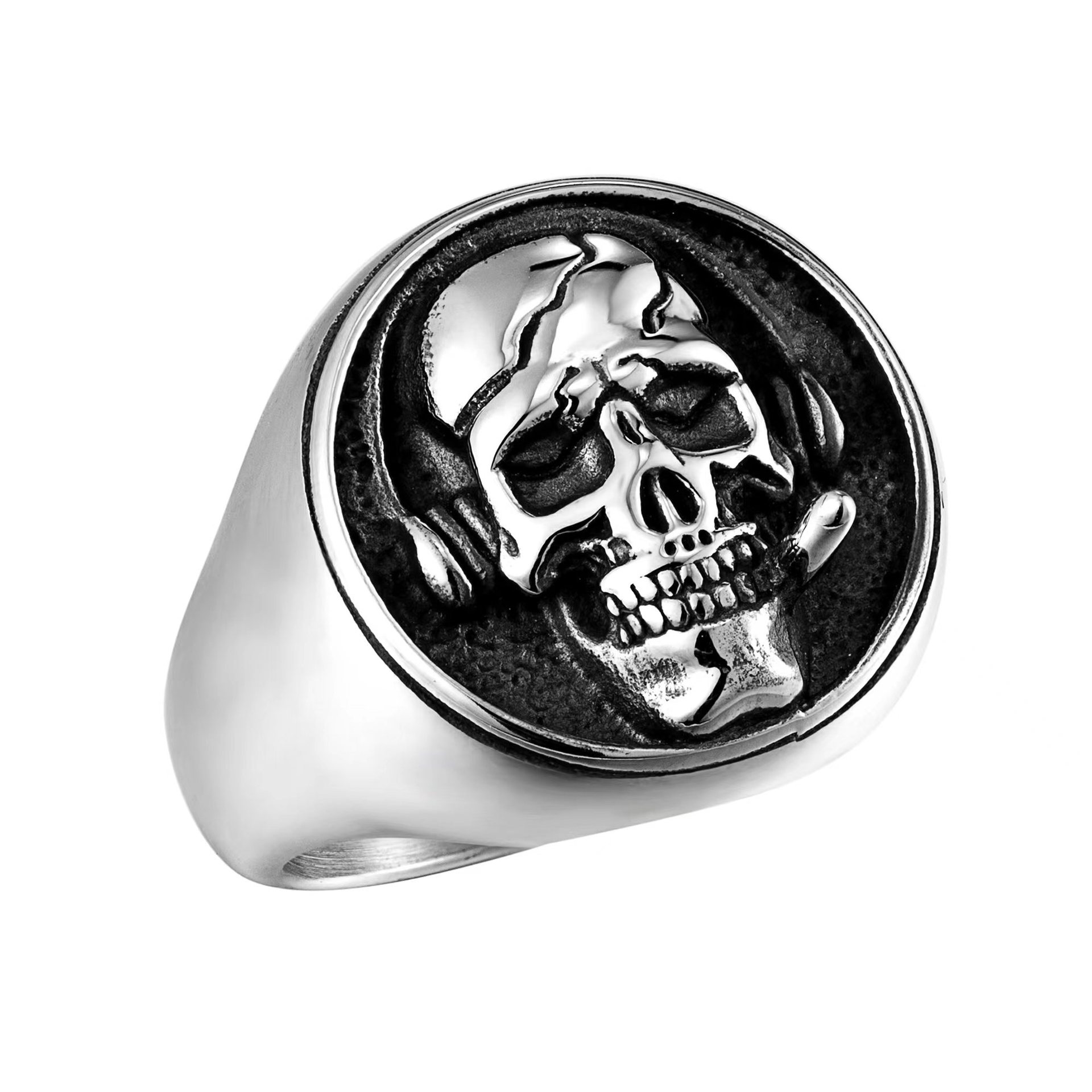 Skull Pattern Retro Punk Skull Stainless Steel Halloween Men's Rings