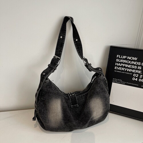 American retro niche crossbody bag canvas denim bag women dumpling bag fashionable all-matching shoulder bag commuting shoulder bag