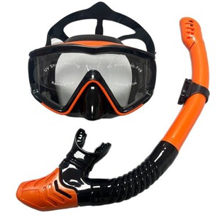 Resin Anti-Fog Diving Mask Snorkel Set Three-Sided Mirror Diving Glasses Fully Dry Silicone Adult Mask