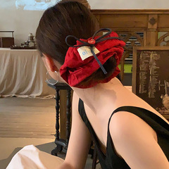 超美的番茄红设计感大发圈女扎头发饰高级洋气韩国时尚头绳头饰