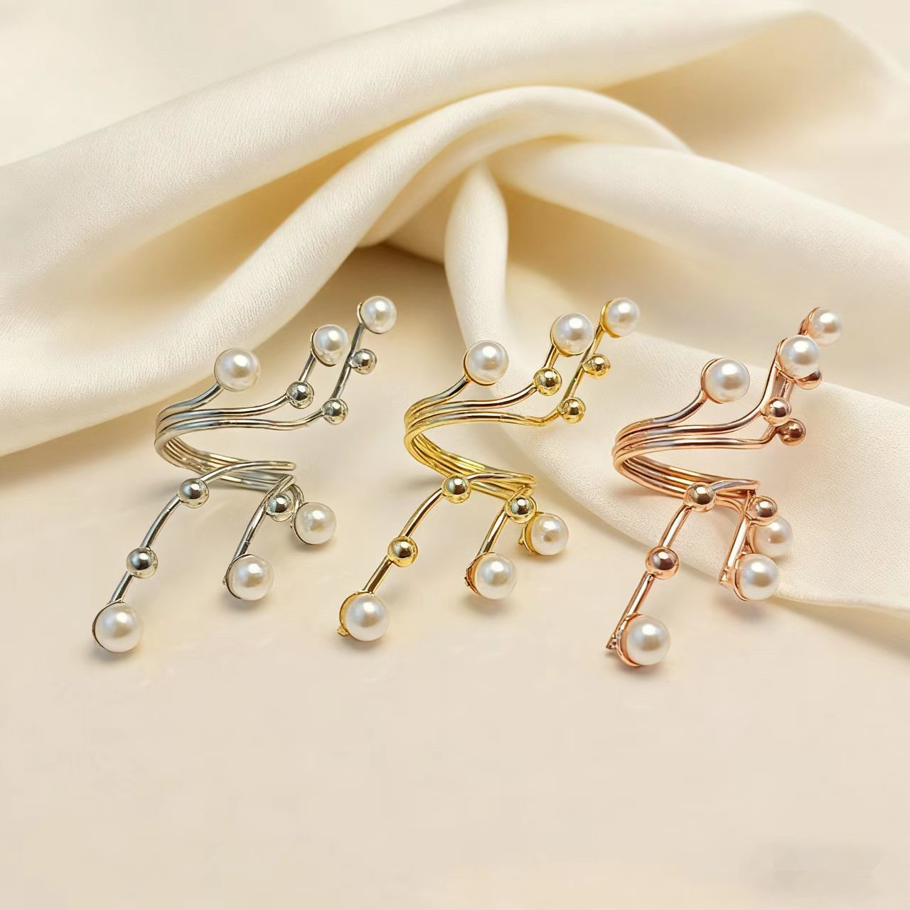 Oval And Marquise Bezel Ring Set For Women Horizontal Gold Plated_voghion.com