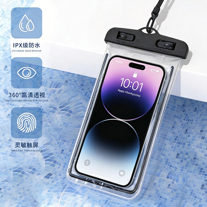Mobile Phone Waterproof Case, High-Definition Transparent Touch Screen Diving Bag, Outdoor Fishing, Swimming, Rafting, Rain-Proof Universal Mobile Phone Bag