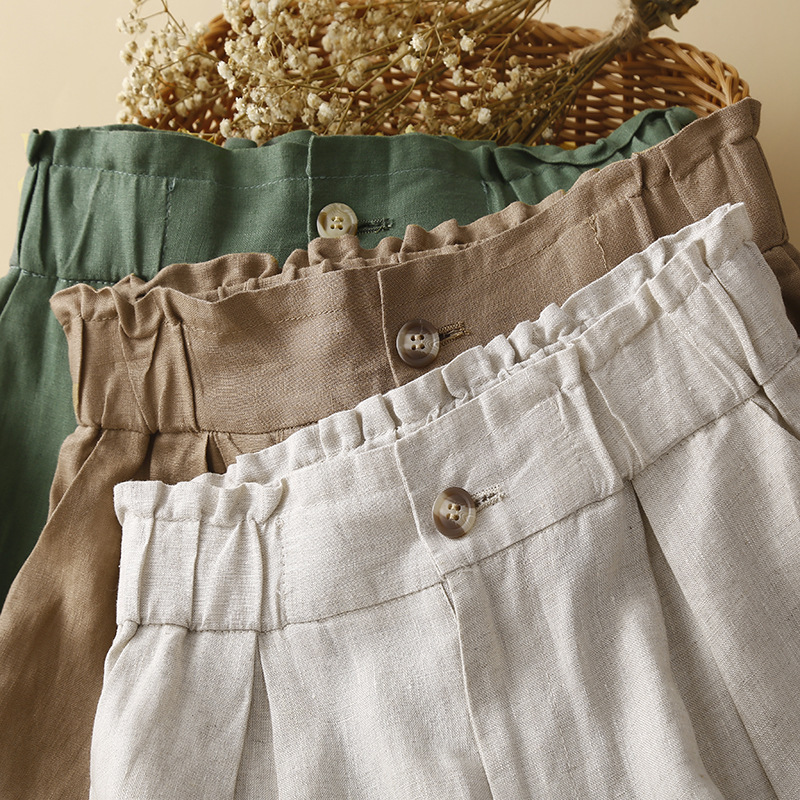 Clearance Sale ~ Limited Time Discount A-Line Wide-Leg Pants Loose Artistic Plus Size Cotton Linen Shorts Women's Shorts