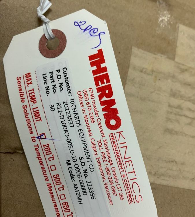 장점 공급 THERMO KINETICS 열전대 R12-D100A3-005.0-10-O006-0000