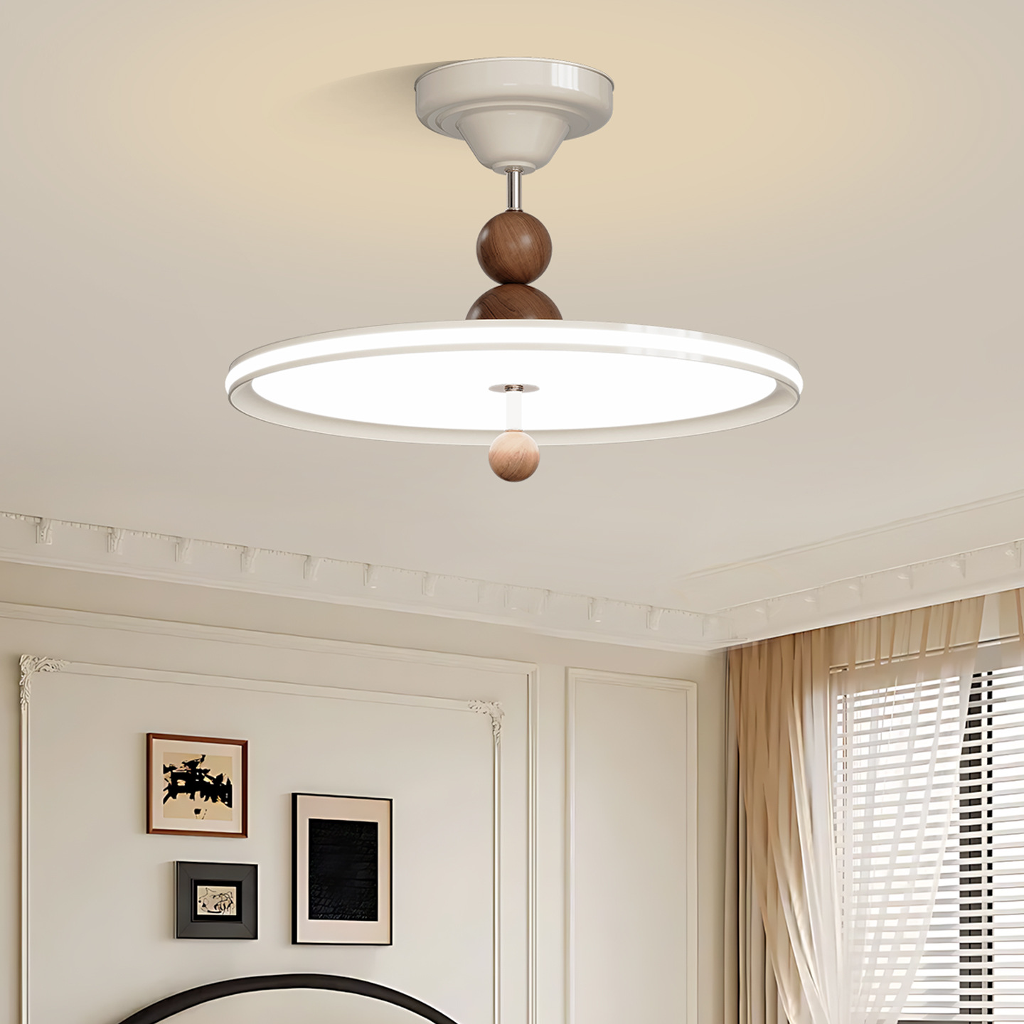 Luz de techo del dormitorio francés crema viento 2026 nuevo dormitorio de alto nivel luces de estudio platillos voladores luz de techo 293L
