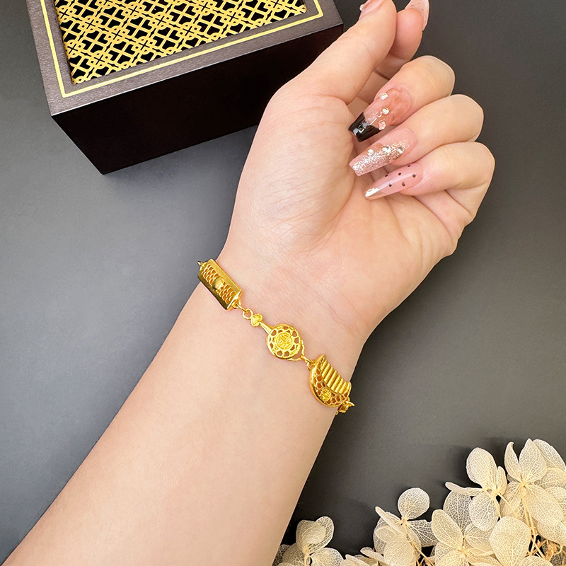 Sha Jin auspicioso ocho tesoros ábaco pulsera yuan Bao verano dama moda temperamento hueco alta sensación de joyería de estilo chino