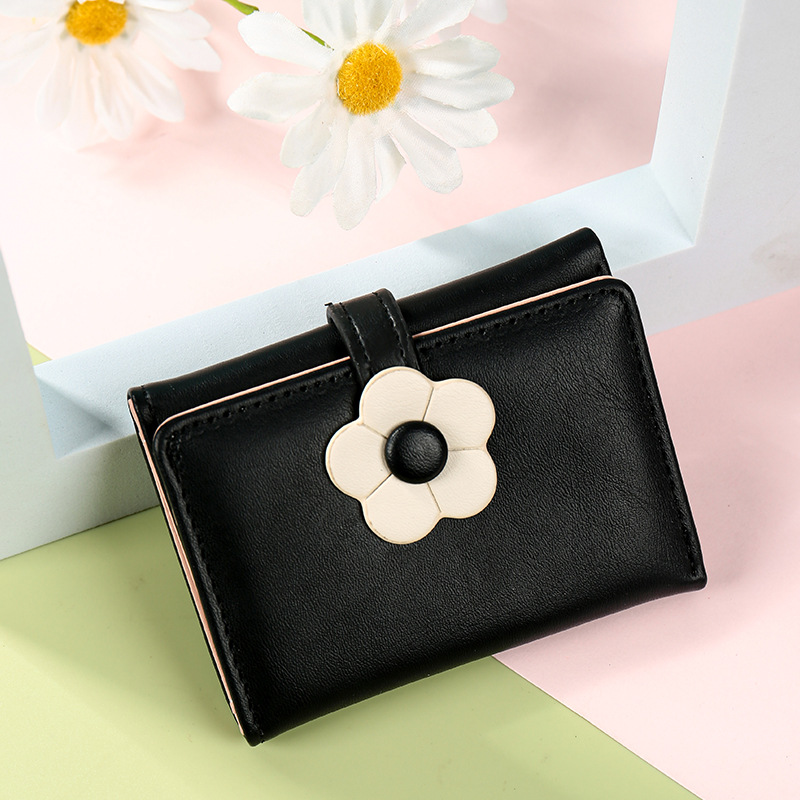 Cartera de regalo 2024, cartera corta para mujer, bonitas flores pequeñas, estilo coreano fresco, monedero para celebridades de Internet, envío directo