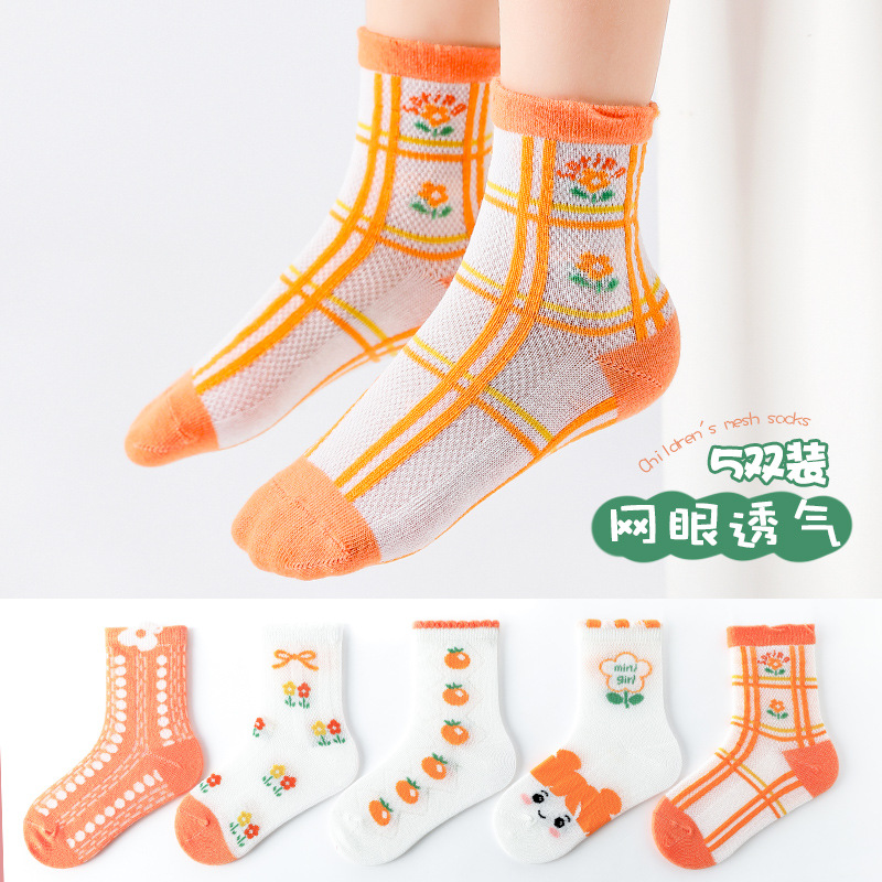 Calcetines de los niños delgados de la historieta de las muchachas del verano para 1-12 años Calcetines de los hombres y de las mujeres del algodón del color sólido de la malla del mediados de becerro