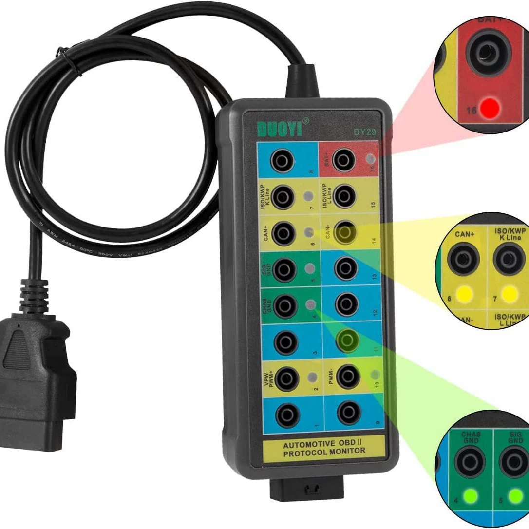 DY29 CAN тестер OBD2 16-контактный разделительный блок OBD2 автомобильный детектор прибор для диагностики неисправностей английский