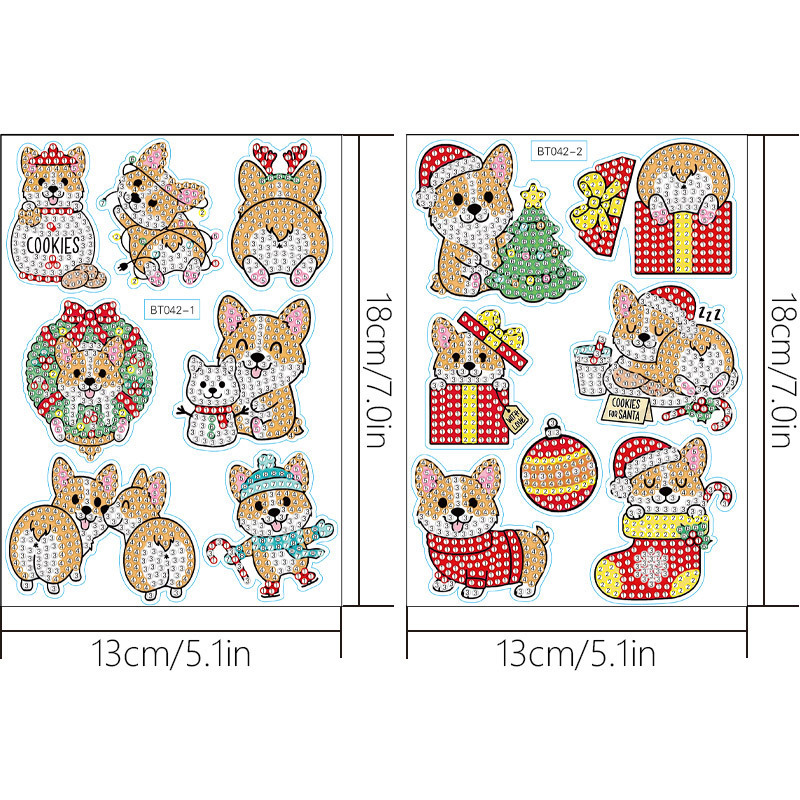 Estilo explosivo dibujos animados pierna corta Corgi diamante pintura hecha a mano bricolaje cachorro diamante pegatinas de diamantes pegatinas lindas al por mayor