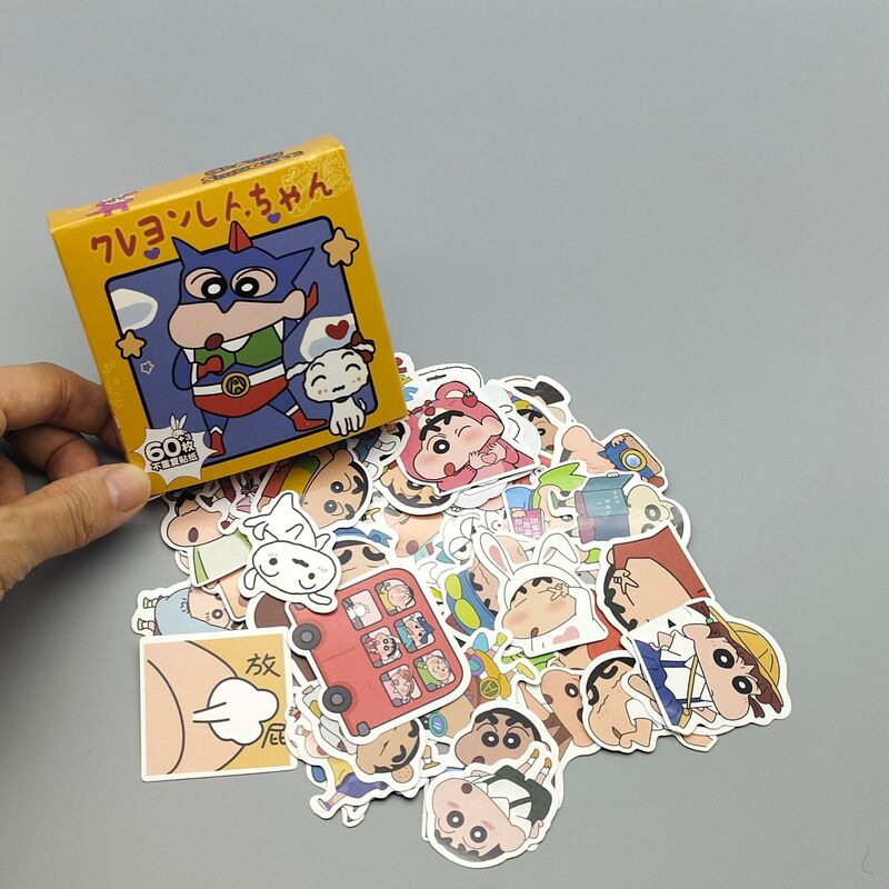 60 枚の非繰り返しクレヨンしんちゃんステッカー漫画アニメかわいい箱入り子供のスーツケース携帯電話装飾ステッカー|undefined