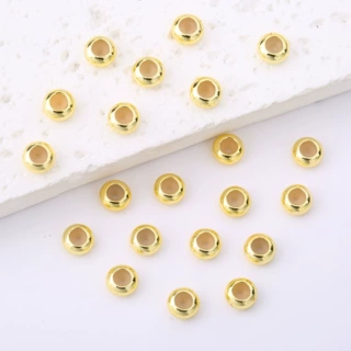 14K包金保色胶圈铜定位珠 算盘胶珠手工调节胶珠 DIY手链配件