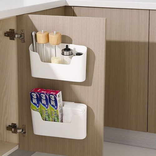 New multifunctional cabinet door hanging storage rack adhesive bathroom sundries organization box punch-free wall-mounted storage box