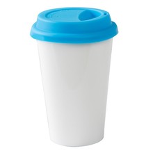 畅销日韩350ML双层防烫咖啡杯 12OZ塑料咖啡杯密封防烫热饮咖啡杯