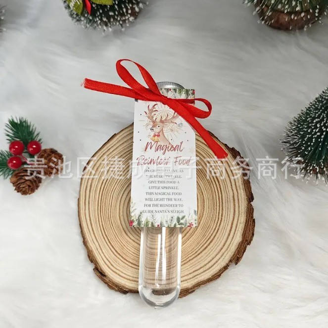 跨境圣诞节房间装饰品创意设计训鹿礼物卡塑料试管装饰|undefined