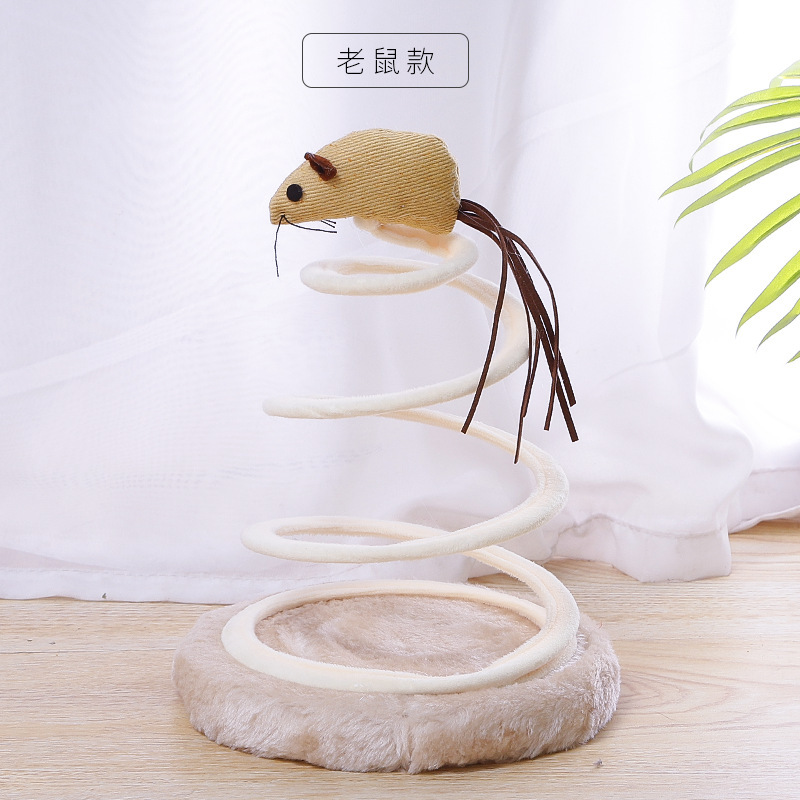 En stock al por mayor pipetao nuevo gato de juguete gato suministros espiral de alambre de acero primavera disco de lino