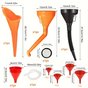 Cross-Border Hot-Selling Oil Funnel Set with Filter Telescopic Tube for Car and Motorcycle Oil and Gasoline Plastic Long Mouth