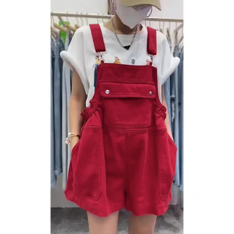公羽翁夏の新型ゆるいデニムの背もたれのショートパンツ|undefined