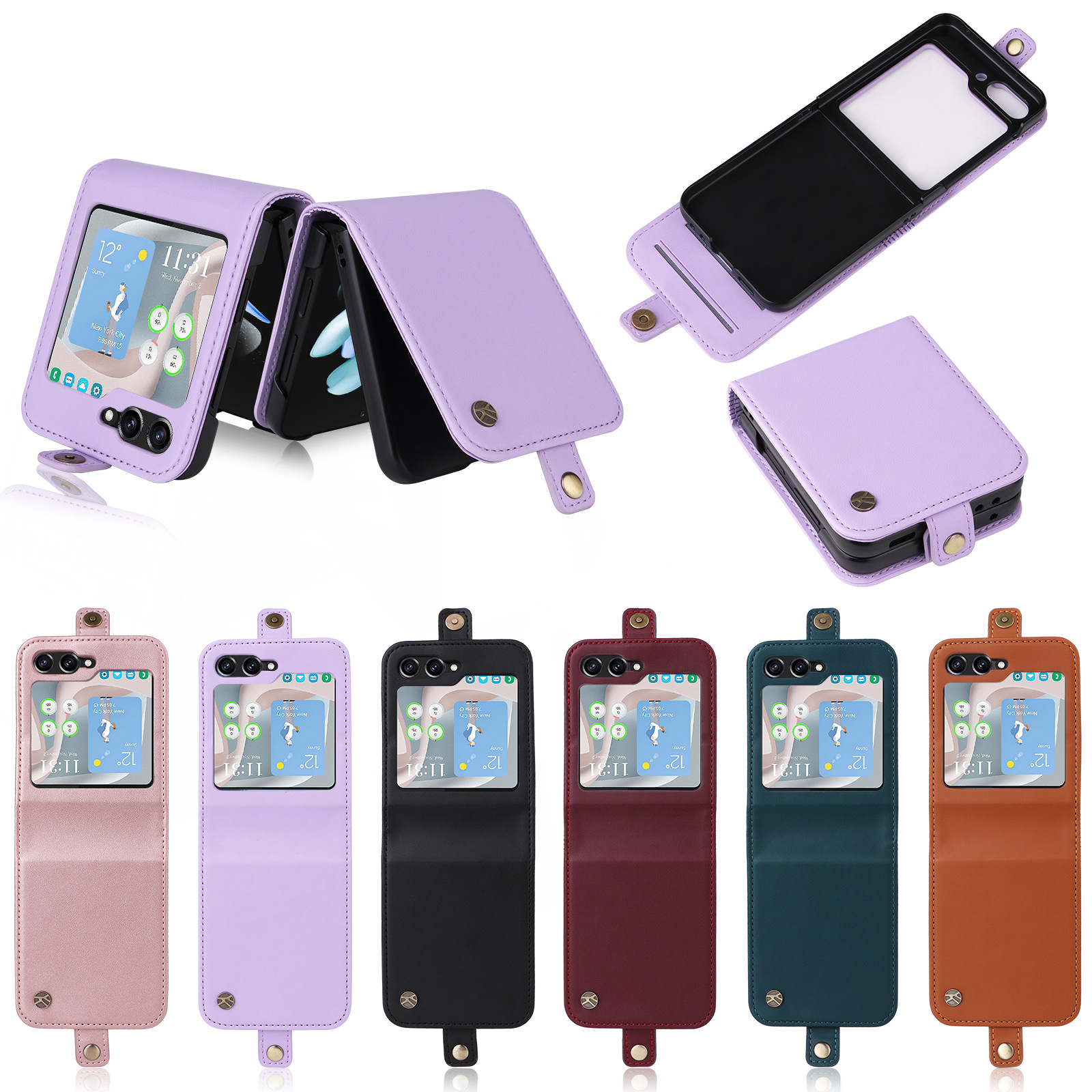 新款适用于三星Z Flip6折叠屏 手机壳强磁吸合Flip5插卡保护套