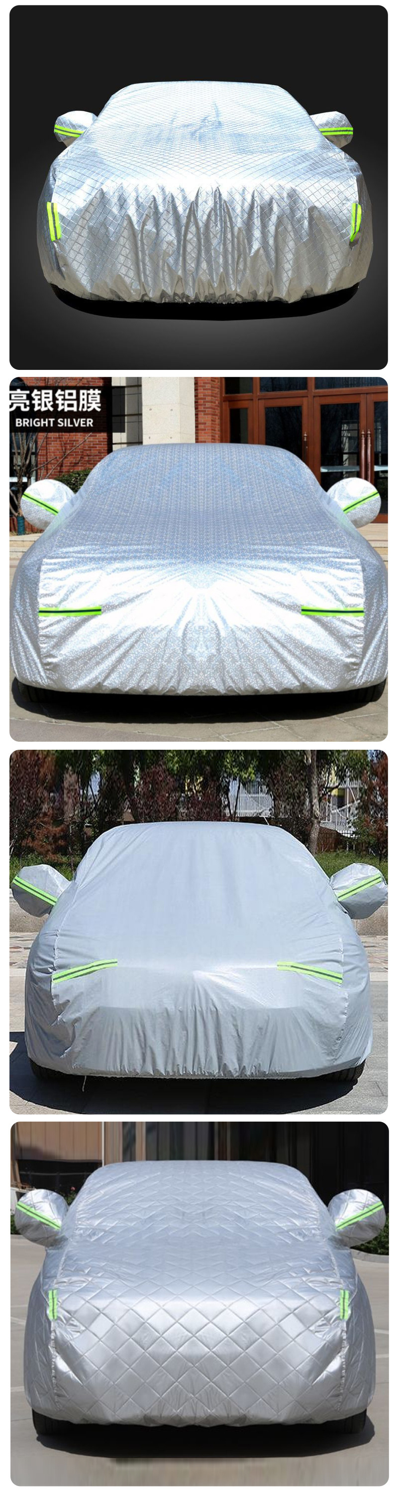 Oxford Cloth Car Cover with Aluminum Film, Sunshade, Sun Protection, Thickened Car Cover, Full Cover, Sunshade and Rainproof Car Cover
