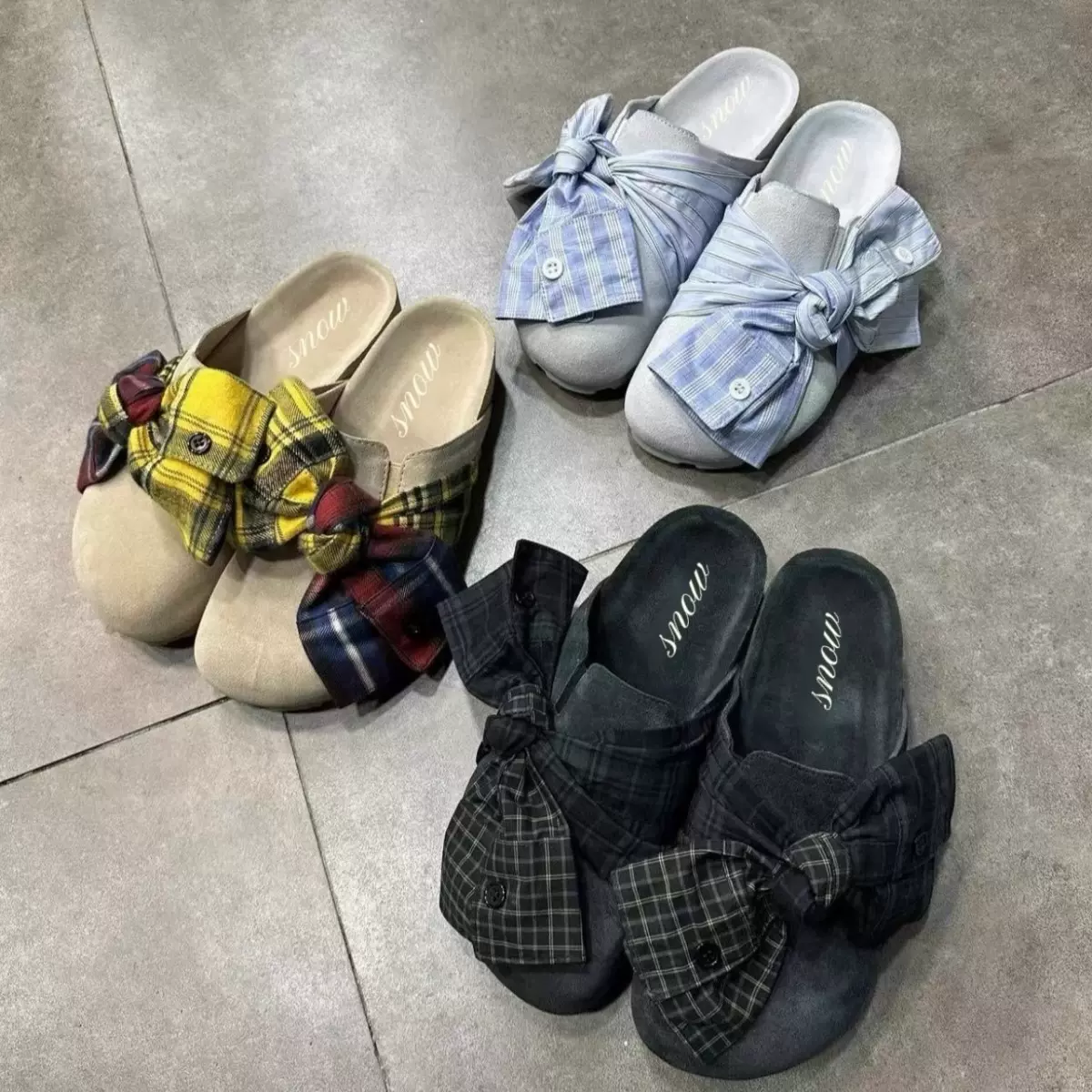 复古格纹包头半拖鞋女夏外穿2025新款一脚蹬懒人单鞋平底勃肯凉拖