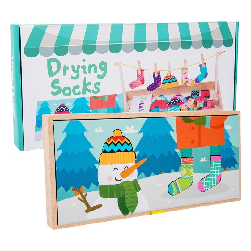 Ayudas para la enseñanza temprana Montessori ropa de secado apósito juguetes educativos 2-3 años 4 Kindergarten clase media y pequeña sala de estar materiales de esquina