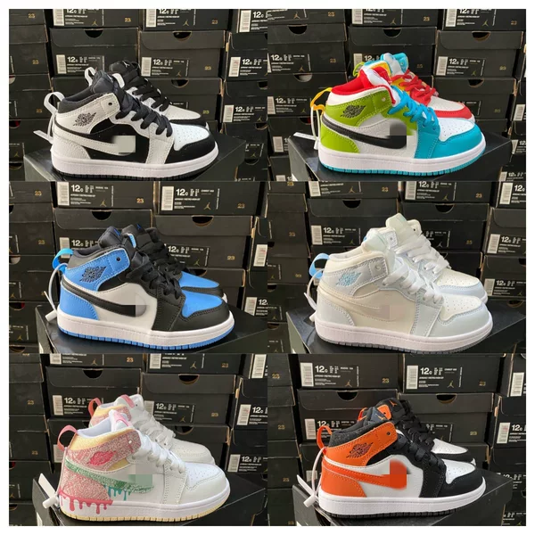 Special Offer Korean Version Nk Children's Aj Sports Shoes for Boys and Girls, High-Top Casual Shoes, Jordan 1 Basketball Shoes, Wholesale from Putian, All in Stock