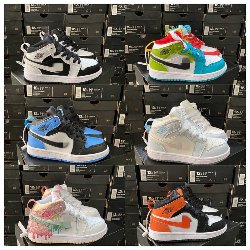 Special Offer Korean Version Nk Children's Aj Sports Shoes for Boys and Girls, High-Top Casual Shoes, Jordan 1 Basketball Shoes, Wholesale from Putian, All in Stock